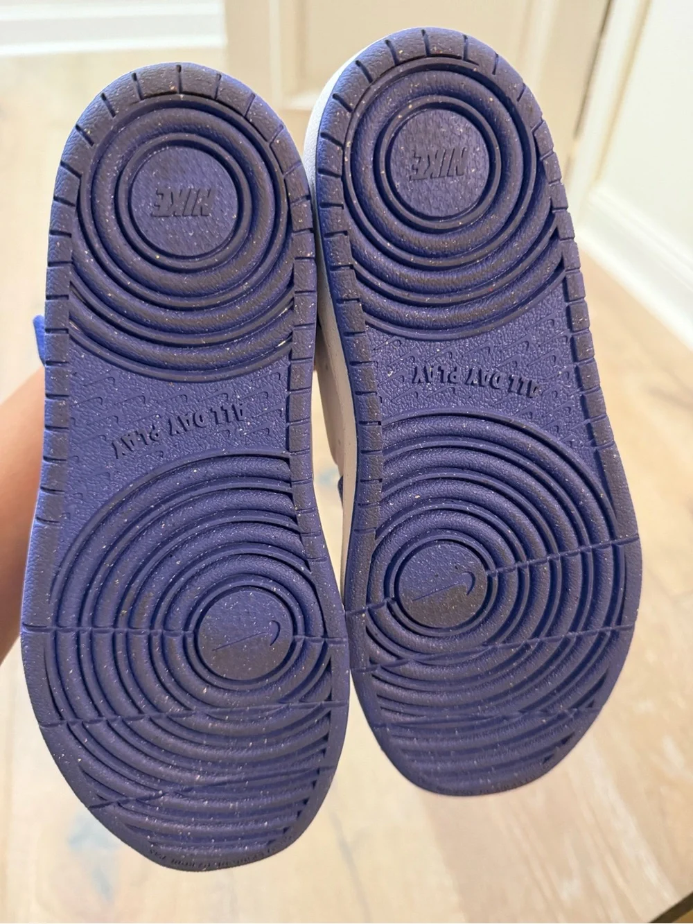 Nike Kids White and Blue Velcro Sneaker